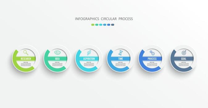Abstract elements of graph infographic template with label, integrated circles. Business concept with 6 options. For content, diagram, flowchart, steps, parts, timeline infographics, workflow layout. vector