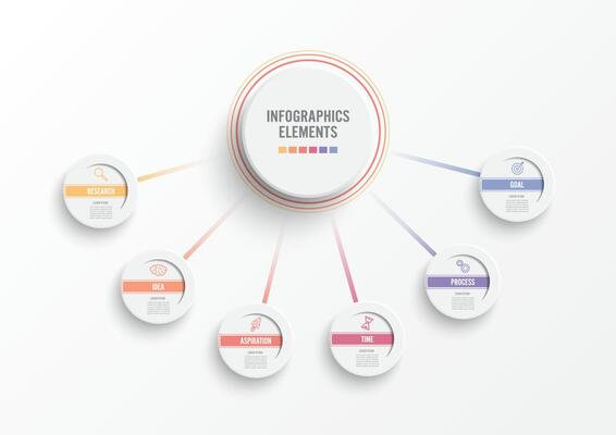 Abstract elements of graph infographic template with label, integrated circles. Business concept with 6 options. For content, diagram, flowchart, steps, parts, timeline infographics, workflow layout.