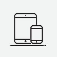 Tablet and Mobile Phone icon on white background vector