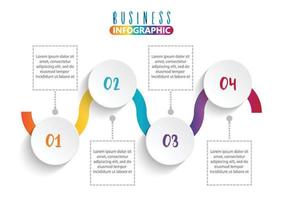 El vector de diseño infográfico y los iconos de marketing se pueden utilizar para el diseño del flujo de trabajo, el diagrama, el informe anual y el diseño web. concepto de negocio con 4 opciones, pasos o procesos.