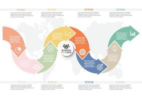 Timeline infographics design template with 8 options, process diagram, vector eps10 illustration