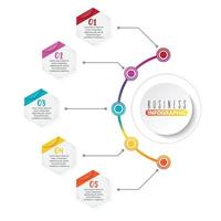 El vector de diseño de infografías de línea de tiempo y los iconos de marketing se pueden utilizar para el diseño de flujo de trabajo, diagrama, informe anual, diseño web. concepto de negocio con 5 opciones, pasos o procesos.