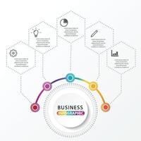 plantilla de infografía vectorial con etiqueta de papel 3d, círculos integrados. concepto de negocio con opciones. para contenido, diagrama, diagrama de flujo, pasos, partes, infografías de línea de tiempo, diseño de flujo de trabajo, gráfico vector