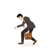 Tired businessman walking. male character in trendy style. Flat vector illustration