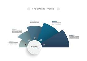 plantilla infográfica vectorial con etiqueta de papel 3d, círculos integrados. concepto de negocio con 5 pasos de proyecto empresarial. para contenido, diagrama, diagrama de flujo, pasos, partes, infografías de línea de tiempo. vector