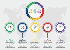 Abstract 3D infographic template with a five steps for success. Business circle template with options for brochure, diagram, workflow, timeline, web design. Vector EPS 10