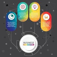 El vector de diseño de infografías de línea de tiempo y los iconos de marketing se pueden utilizar para el diseño de flujo de trabajo, diagrama, informe anual, diseño web. concepto de negocio con 4 opciones, pasos o procesos.