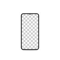 New realistic mobile black smartphone modern style with transparent on white background. Realistic vector illustration.