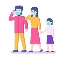 People in protective face masks. Vector illustration.