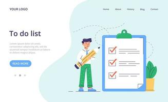 To do list, time management. Web page template. Flat vector illustration.