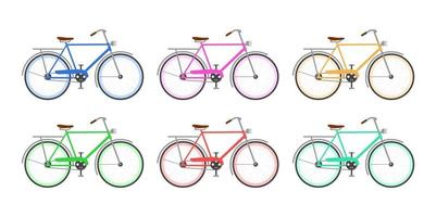 conjunto de bicicletas en vector sobre fondo blanco aislado. la ilustración de los iconos de transporte.