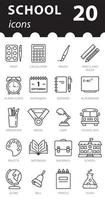 School icons set in vector. Linear symbols in a flat style. Education concept.