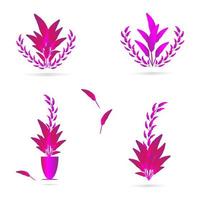 Potted plant flowers vase purple wreath abstract background art graphic design vector illustration