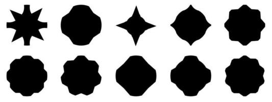 Set of black silhouette of starburst icon shape abstract background vector illustration