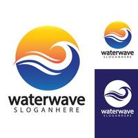 water wave logo design template vector