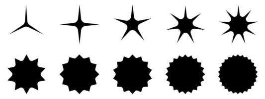 conjunto de silueta estrella ráfaga pegatina etiqueta resumen fondo vector ilustración