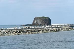 Boshi iwa, Hat rock on summer at Abashiri city Hokkaido, Japan photo