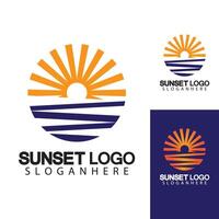 Plantilla de diseño de ilustración de vector de símbolo de logotipo de playa puesta de sol.