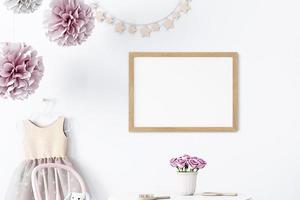 Frame mockup, interior mockup, kids mockup, 3d rendering photo