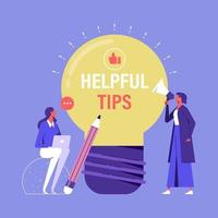 Helpful tips concept, businesswoman speaking through megaphone, young woman asking questions via laptop. Frequently asked questions FAQ vector
