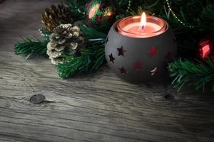 Christmas decoration old Wooden Table photo