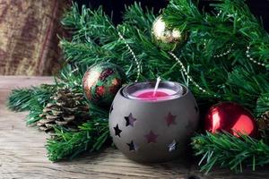 Christmas decoration old Wooden Table photo