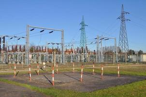 An electric power high voltage transmission line stepdown transf photo