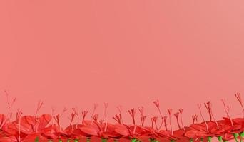 3D rendering garden of red Hibiscus flower and red space background for copy space and other photo