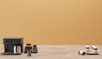 Coffee and coffee machine for copy space background photo