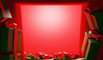 3D rendering Christmas concept , winning a gift in a box is like looking into empty room but not knowing what's inside photo