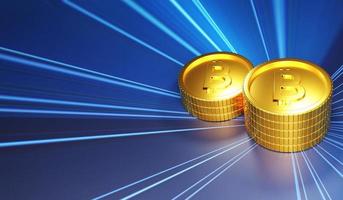 Bitcoin stack on abstract technology background photo
