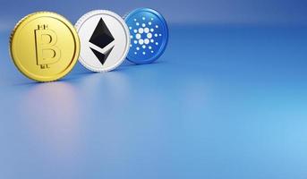 Bitcoin Ethereum and  ADA top coin of cryptocurrency photo