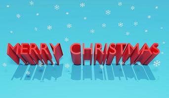 3D rendering Christmas banner sign pop up font in snowflake and sky color background photo