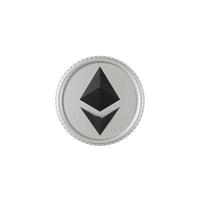 ETH coin front view isolated on white background in close up view photo