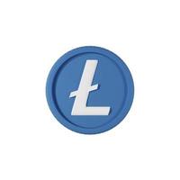 LTC coin front view isolated on white background in close up view photo