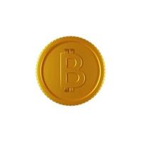 BTC coin front view isolated on white background in close up view photo