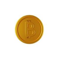 BTC coin front view isolated on white background in close up view photo