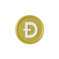 DOGE coin front view isolated on white background in closeup view photo