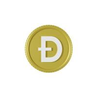 DOGE coin front view isolated on white background in closeup view photo