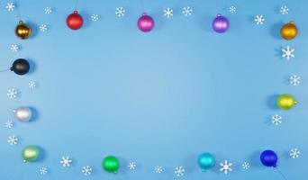 3D rendering colorful decorate ball and snowflake background photo