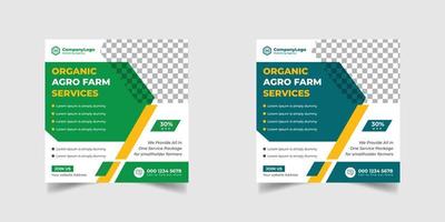 agriculture farming services or Lawn Mower Garden Service Social Media post banner and cover template or agro farm, agriculture, farming, organic farm vector