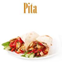 pita stuffed with chicken and peppers photo