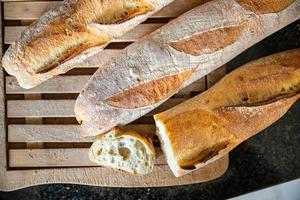 baguette bread french fresh snack healthy meal food on the table photo