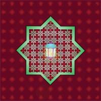 Fanoos modern Islamic holiday banner, suitable for Ramadan, Hari Raya, Eid al-Adha and Mawlid.  A lantern lit in the mosque window vector