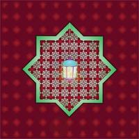 Fanoos modern Islamic holiday banner, suitable for Ramadan, Hari Raya, Eid al-Adha and Mawlid.  A lantern lit in the mosque window vector