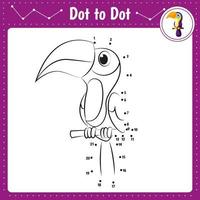 Connect the dots. Dot to dot educational game. Coloring book for preschool kids activity about learning counting number and handwriting practice worksheet. Vector Illustration.