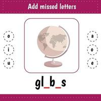 Add missed letters. Globus vector