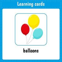 Kids learning cards. Balloons vector