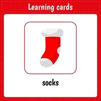 Learning cards for kids. Socks vector