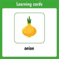 Kids learning cards. Onion vector